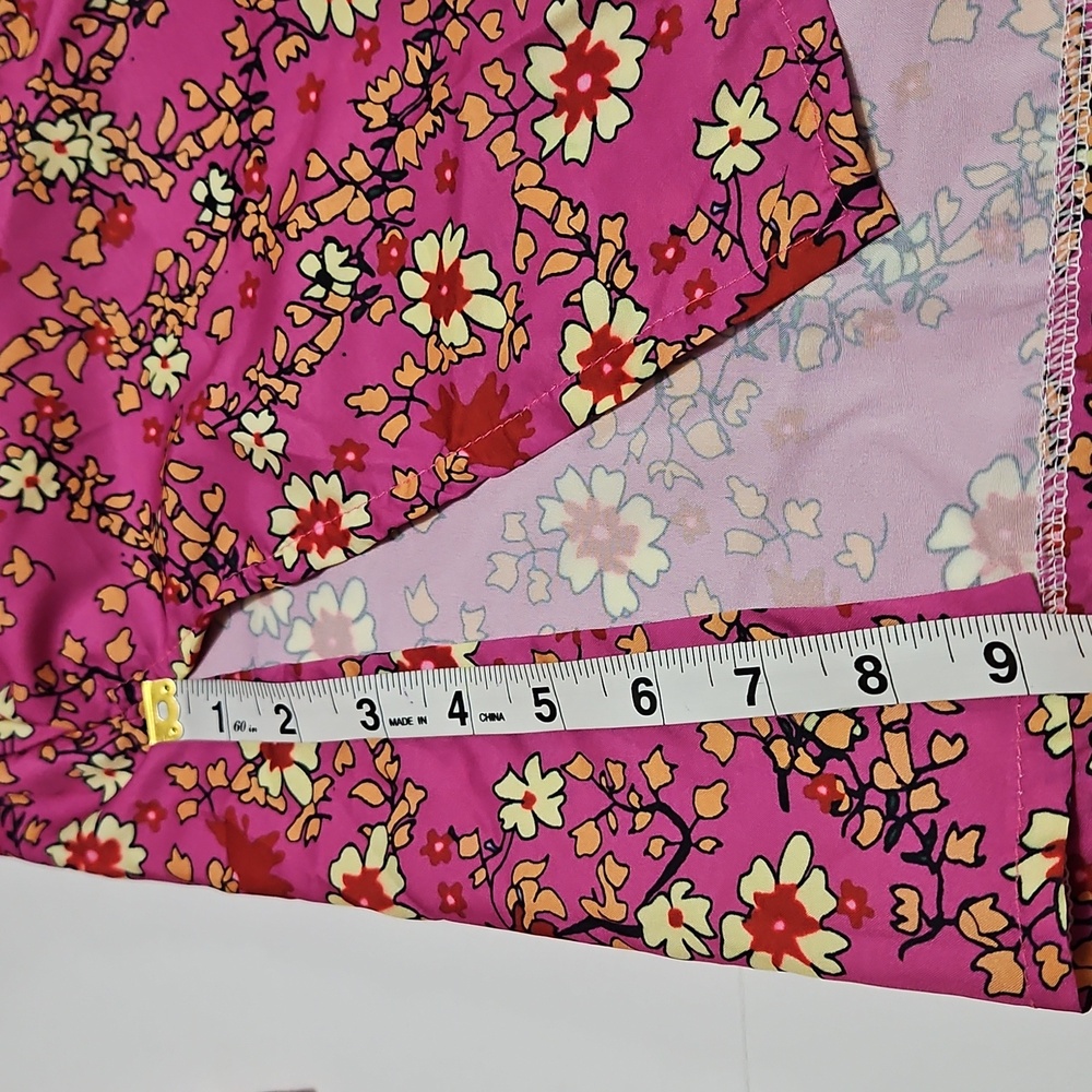 Oriental Style Kimono Cover Up Lightweight Open Front Floral Size S/M #1029 - Picture 11 of 12